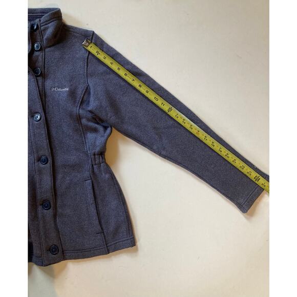 Columbia Women’s XS Fleece Button Jacket Charcoal Gray High Neck Cotton Blend - Picture 12 of 12